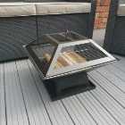 Outdoor Garden Square Fire Pit / Heater with BBQ Grill