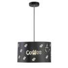 Wofi Tuva Black Pendant Light A Stylish Pendant With Metal Shade With Coffee Patterns Creating Lovely Effect Requires 1XE27 Bulb