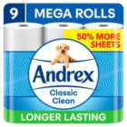 Andrex Classic Clean Mega Toilet Roll 9 per pack