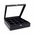 Bredemeijer Tea Box In Bamboo With 12 Inner Compartments With Window In Lid - Black