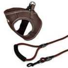 Bunty Voyage Harness Small Brown and Clip-on Rope Lead Medium Brown