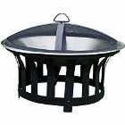 Kingfisher 60Cm Garden Fire Pit Bowl With Bbq Grill And Mesh Lid