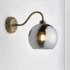 Priva Ribbed Bronze Antique brass effect Wired LED Wall light