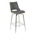 Shankar Mako Swivel Leather Effect Graphite Grey Bar Chair