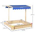 Outsunny Kids Outdoor Wooden Cabana Sandbox Playset With Bench Canopy