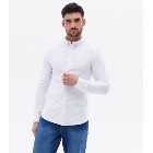White Muscle Fit Long Sleeve Oxford Shirt