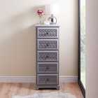 Carys Tall 5 Drawer Chest, Grey