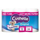 Cushelle Original Tubeless Double Roll Toilet Tissue 12 equals 24 Rolls 12 per pack