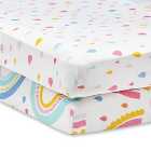 Elements Rainbow Geometric Pack of 2 100% Cotton Fitted Sheets