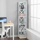 Livingandhome 5 Tier White Wooden Corner Shelf Rack Shelf Bookcase Standing Shelving Unit 161 cm