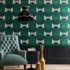 Luxe Cranes Green Wallpaper