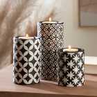 Set of 3 Black and White Tealight Holders