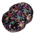 Paoletti Paradise Polyester Filled Cushions Twin Pack Cotton Black