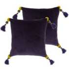Paoletti Poonam Polyester Filled Cushions Twin Pack Cotton Damson/Lemon Curry