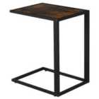 HOMCOM C Shape Side End Table w/ Steel Frame - Brown