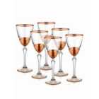 Rozi Set Of 6 Glam Collection Copper Wine Glasses