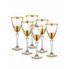 Rozi Set Of 6 Glam Collection Gold Wine Glasses