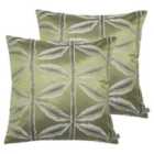 Prestigious Textiles Palm Polyester Filled Cushions Twin Pack Cotton Olive