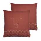 Furn. Pacha Polyester Filled Cushions Twin Pack Recycled Polyester Terracotta
