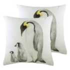 Evans Lichfield Penguin Family Twin Pack Polyester Filled Cushions Multi