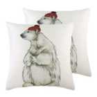 Evans Lichfield Polar Bear With Hat Twin Pack Polyester Filled Cushions Multi