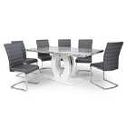 Shankar Neptune Large Dining Table & 6 Callisto Grey Dining Chairs Set