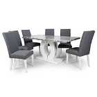 Shankar Neptune Large Dining Table & 6 Randall Steel Grey Dining Chairs Set
