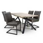 Shankar Narvik Medium Dining Table & 4 Archer Grey Dining Chairs Set