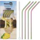 Homiu Stainless Steel Rainbow Straw Forever 4 Pack Includes Cleaning Brush Eco-Friendly Reusable - Rainbow