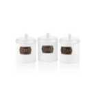 Rozi White Coffee, Tea, And Sugar Canister Set - 17 Cm