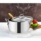 Rozi Sevval Collection Stainless Steel Casserole With Glass Lid 20Cm
