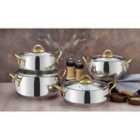 Rozi Sevval Collection 8-piece Stainless Steel Cookware Set - Gold Handles