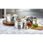 Rozi Luna Collection 6-piece Stainless Steel Mini Cookware Set - Gold Handles