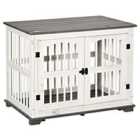 Pawhut Wooden Dog Cage With Side Table