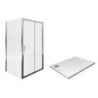 Aqualux Shine 6 1200X800 Sliding Door & Side Panel With Tray Waste Kit Bundle