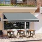 Retractable Canopy Awning Outdoor Garden Sun Shade Manual Shelter for Door Window,Grey,2.5 m x 2 m