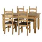 Corona Rectangular Extendable Dining Table with 4 Chairs, Pine