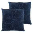 Furn. Angeles Polyester Filled Cushions Twin Pack Cotton Velvet Navy