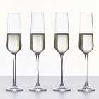 Set of 4 Connoisseur Crystal Glass Champagne Flute Glasses