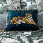 Velvet Tiger Embroidered Cushion