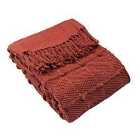 Furn. Motti Throw Tufted Cotton And Tassel Trim Design Cotton Polyester Red Clay