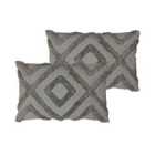 Furn. Orson Polyester Filled Cushions Twin Pack Cotton Grey