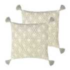 Furn. Berbera Polyester Filled Cushions Twin Pack Cotton Natural/Taupe