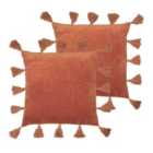 Furn. Medina Polyester Filled Cushions Twin Pack Cotton Rust