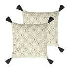 Furn. Berbera Polyester Filled Cushions Twin Pack Cotton Natural/Black