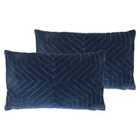 Furn. Mahal Polyester Filled Cushions Twin Pack Cotton Navy