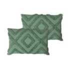 Furn. Orson Polyester Filled Cushions Twin Pack Cotton Eucalyptus