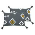 Furn. Inka Twin Pack Polyester Filled Cushions Charcoal