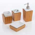 Homiu 4 Pce Bamboo And Ceramic Bathroom Set