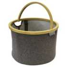 Homiu Bamboo And Heavy Cotton Round Utility Basket